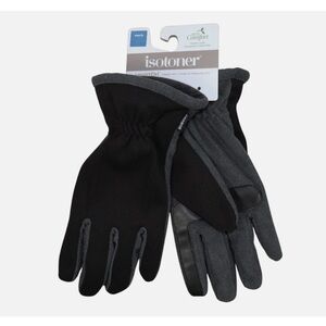 Isotoner Men's Dual-Tone Black and Gray Gloves